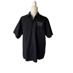 Bon Jovi Lost Highway Tour 2008 Button Shirt Black Heart and Dagger Logo